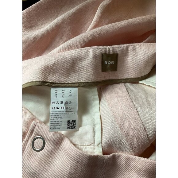 BOSS Pink Linen Blend Tapito Wide Leg Pants Trousers US 12 IT 48 1031 - Picture 9 of 10
